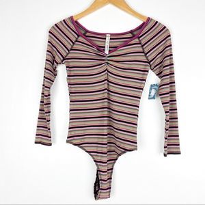 New FREE PEOPLE Put a Stripe on It Bodysuit XS top
